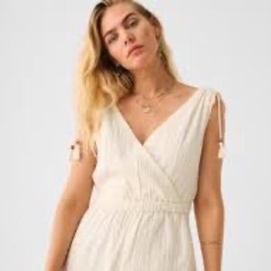 NWT Faherty Rowe Windowpane Jumpsuit (Ivory) - XS